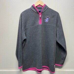 Pooh Disney Eeyore Gray Quarter Zip Pullover Fleece Women's Sz L